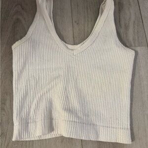 White Ribbed Women's Tank Top